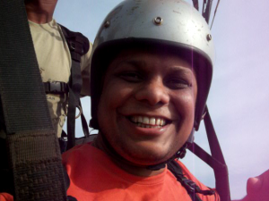 All geared up and in the air